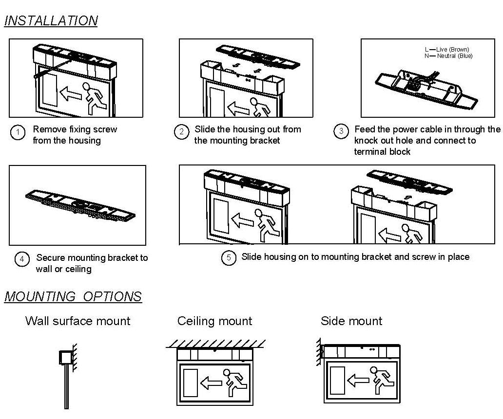 exit sign mounting options